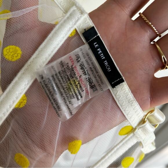 Le Petit Trou The Paula Corset See Through Yellow Polka Dot Bra - Picture 3 of 3